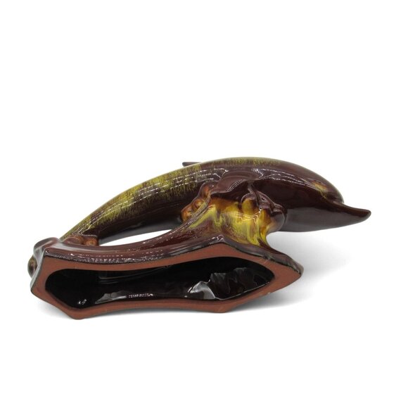 Blue Mountain Pottery DOLPHIN in Brown And Yellow Glaze Canada Vintage 16" - Picture 11 of 12